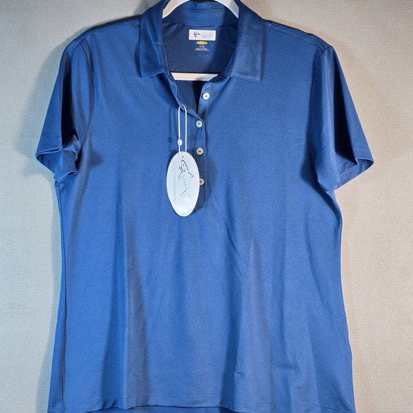 Greg Norman Polo Shirt Womens Large Blue Golf Performance Tennis - Picture 1 of 11